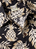 Go Barefoot - Pineapple Pareau Convertible-Collar Printed Cotton Shirt - Black