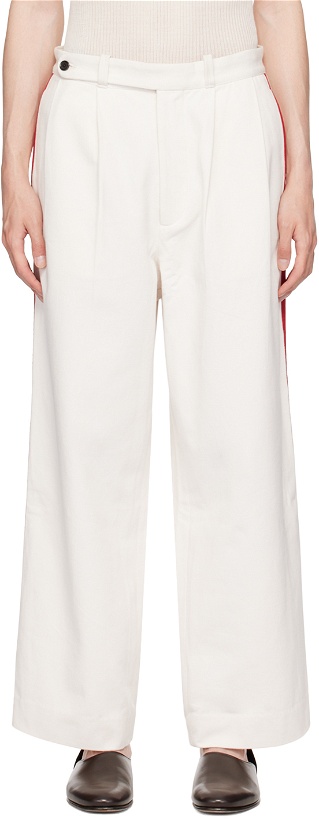Photo: Bode Off-White Skunk Tail Patch Trousers