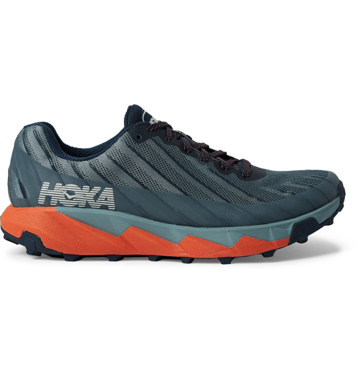 Photo: Hoka One One - Torrent Rubber-Trimmed Mesh Trail Running Sneakers - Blue