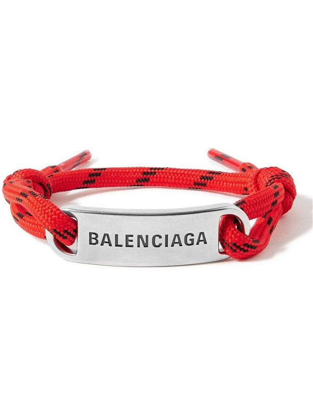 Photo: BALENCIAGA - Silver-Tone Metal and Cord Bracelet - Red