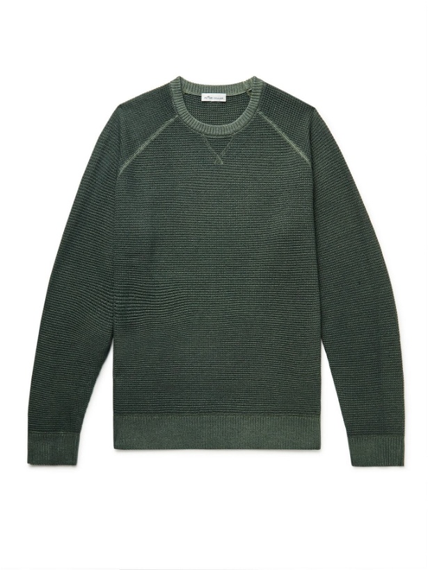 Photo: Peter Millar - Mountainside Garment-Dyed Waffle-Knit Merino Wool Sweater - Green