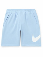 Nike - NSW Club Wide-Leg Logo-Print Cotton-Blend Jersey Shorts - Blue