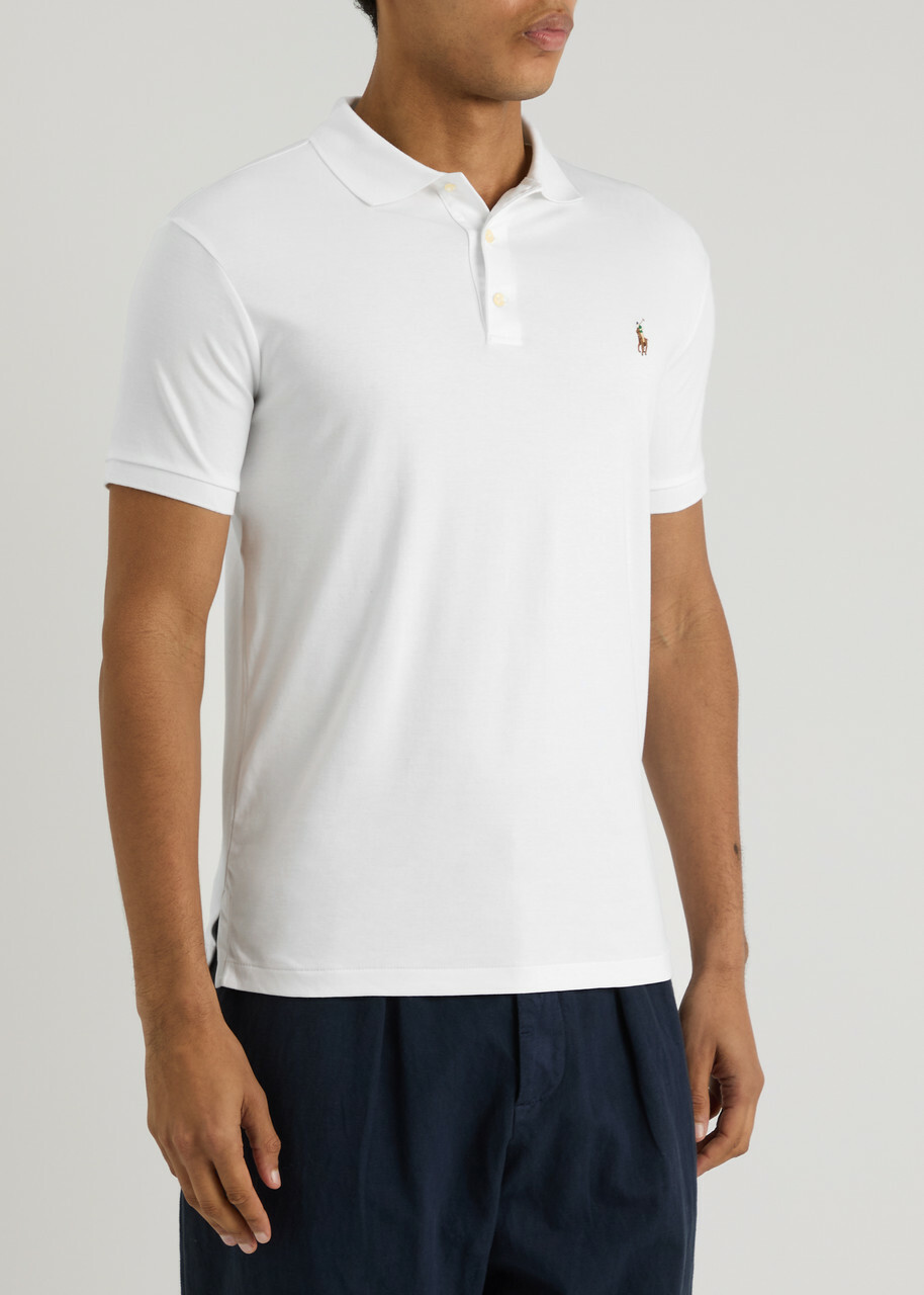 Polo Ralph Lauren White Slim Pima Cotton Polo Shirt, Shirt, Split Side ...