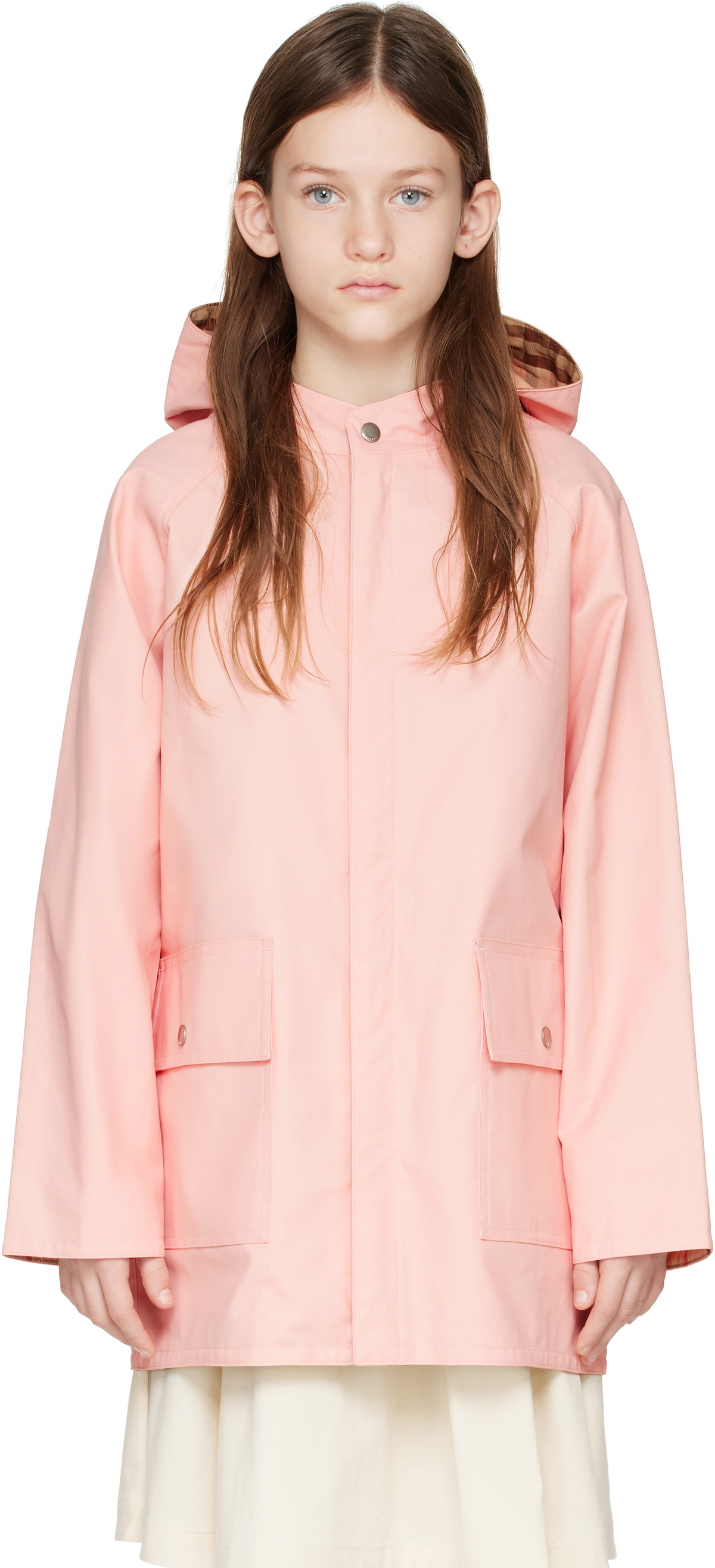 Burberry Kids Pink Check Cotton Reversible Jacket
