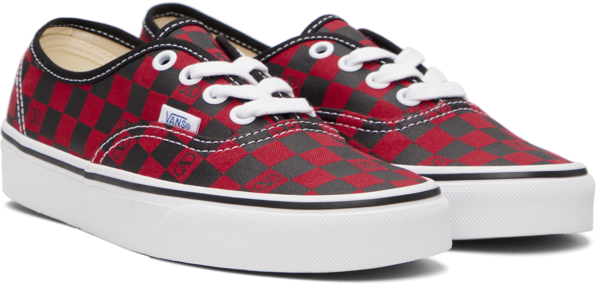 Valentino Garavani Red Vans Edition Low-Top VLogo Checkerboard Sneakers