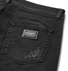 Dolce & Gabbana - Slim-Fit Distressed Stretch-Denim Jeans - Men - Black