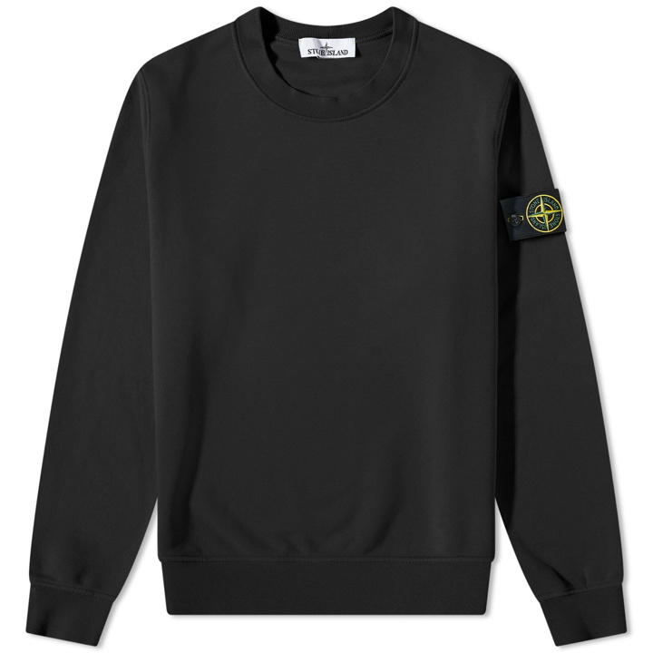 Photo: Stone Island Men's Garment Dyed Crew Neck Sweat in Black