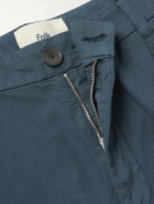 Folk - Assembly Straight-Leg Pleated Striped Cotton Suit Trousers - Blue