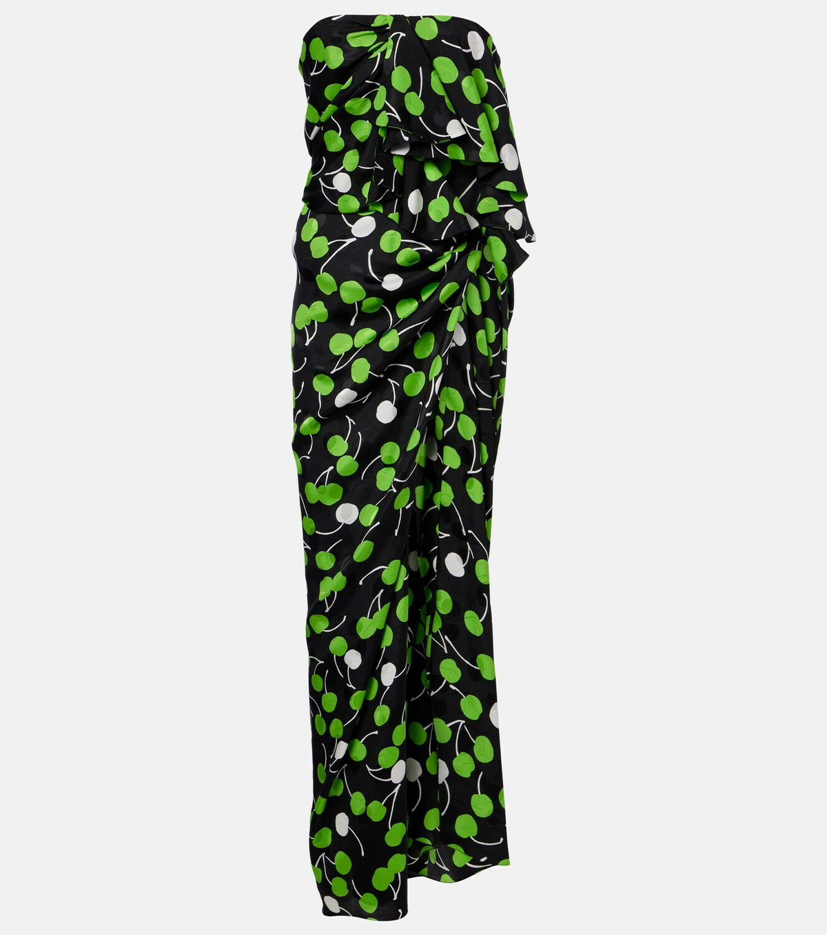 Saint Laurent Ruched printed silk gown