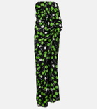 Saint Laurent Ruched printed silk gown