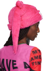 Charles Jeffrey LOVERBOY Pink Fluffy Chunky Rabbit Beanie