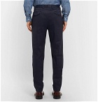 Beams F - Slim-Fit Tapered Pleated Linen-Blend Twill Drawstring Trousers - Blue