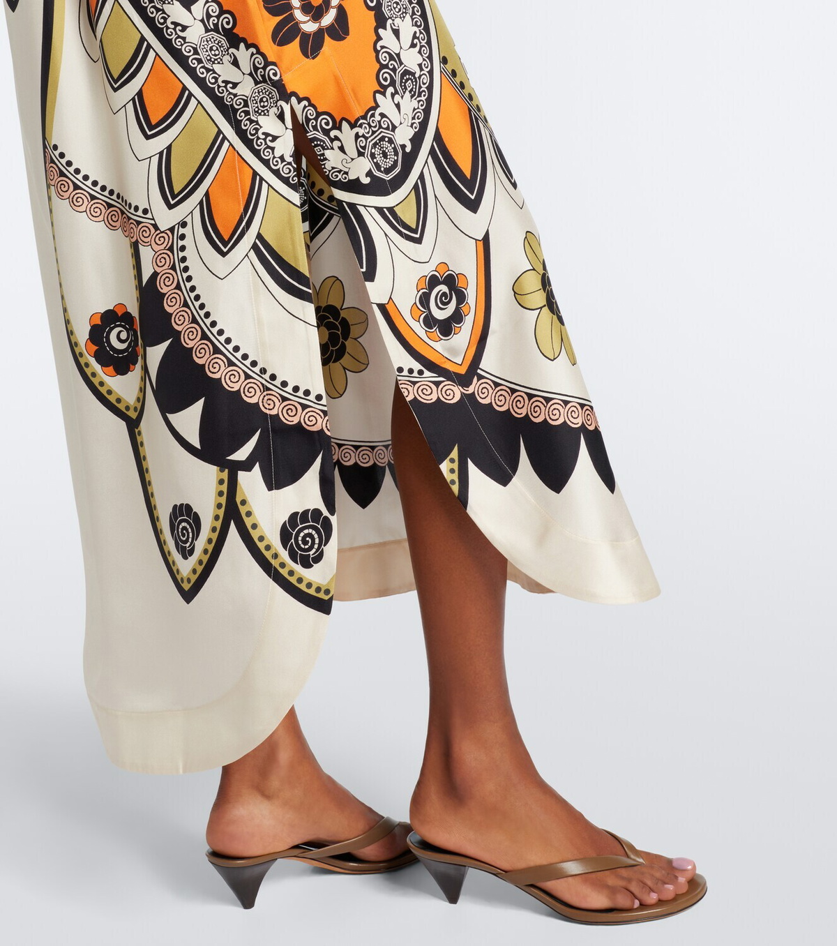 La DoubleJ Twin Flame printed silk twill midi dress