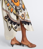 La DoubleJ Twin Flame printed silk twill midi dress