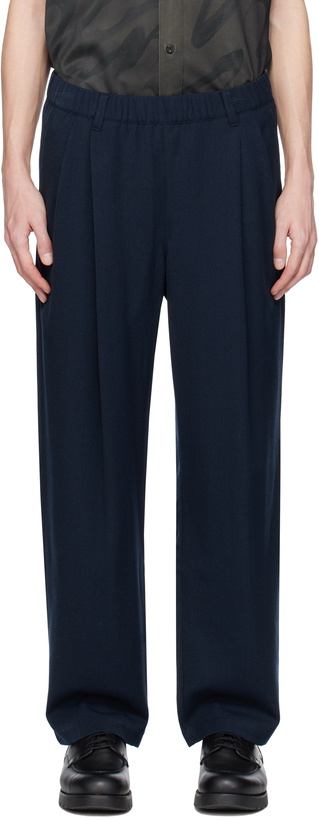 Photo: Dime Navy Pleated Twill Trousers