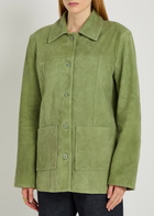 Reformation Veda Lincoln Panelled Suede Jacket Green