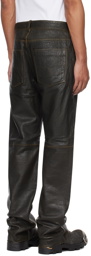 Diesel Brown P-Kooman Leather Pants