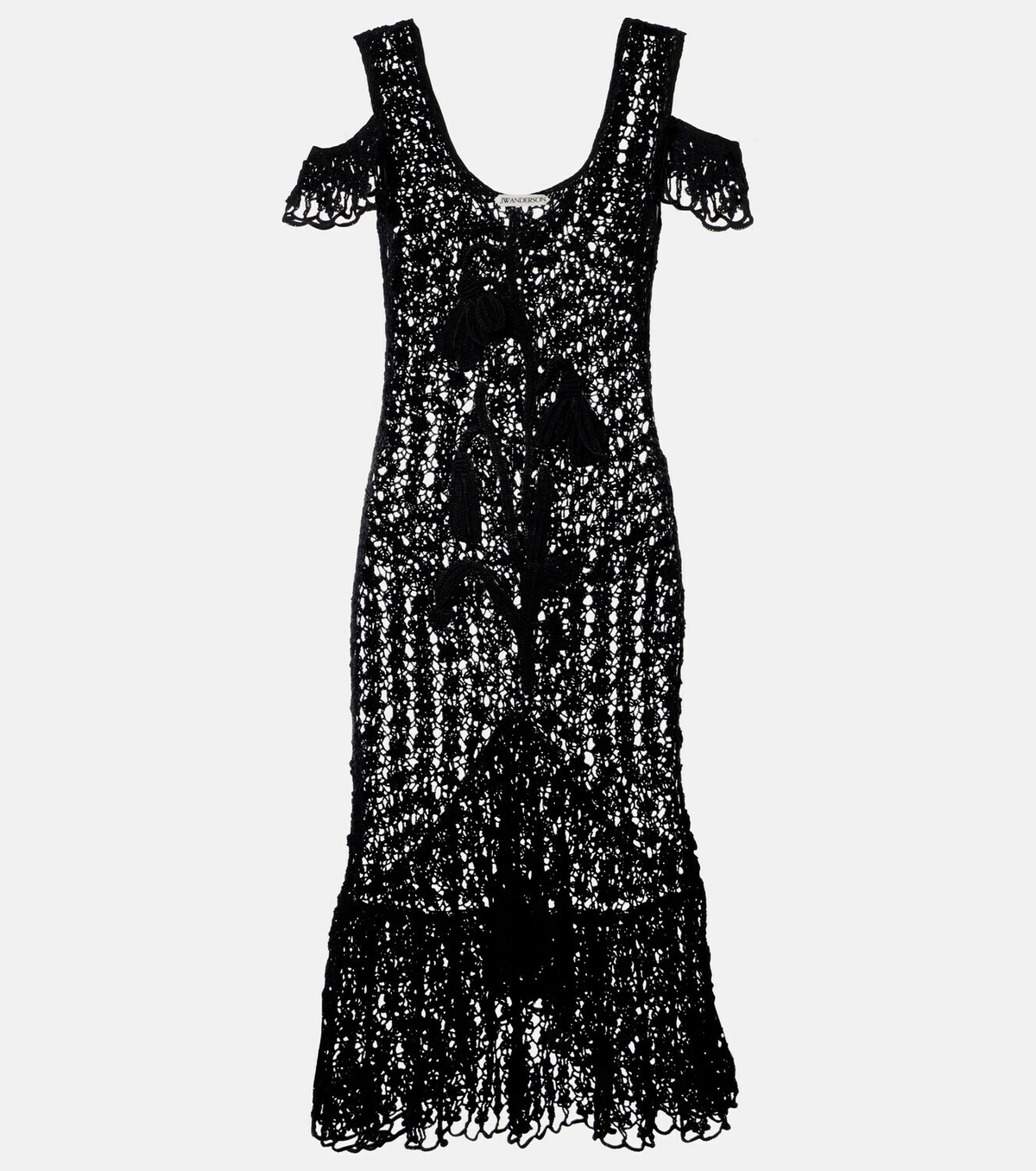 JW Anderson Ruffled crochet cotton midi dress