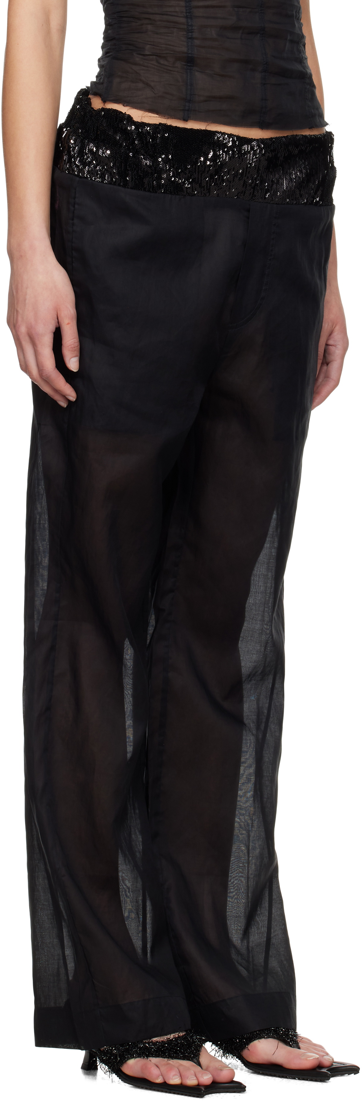 Edward Cuming Black Patch Work Elasticated Trousers