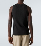 Brioni Ribbed-knit cotton, linen, and silk tank top