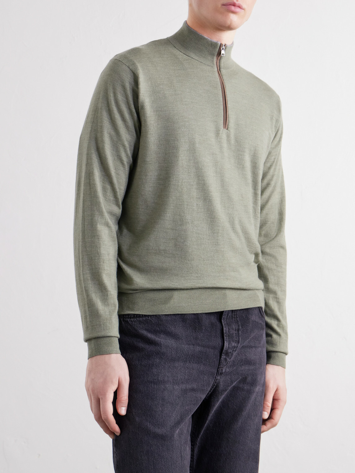 Peter Millar - Excursionist Merino Wool-Blend Jersey Half-Zip Sweater - Green