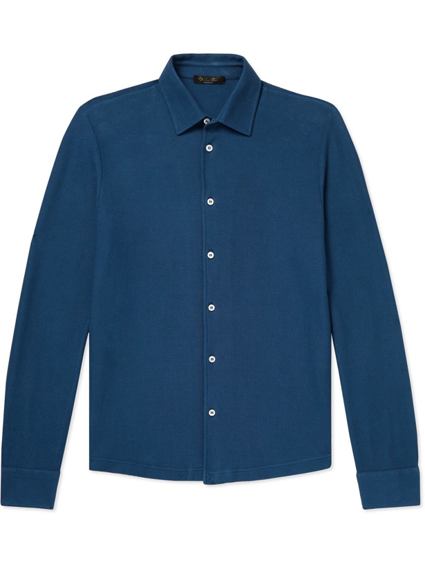 Photo: Loro Piana - Cotton-Piqué Shirt - Blue