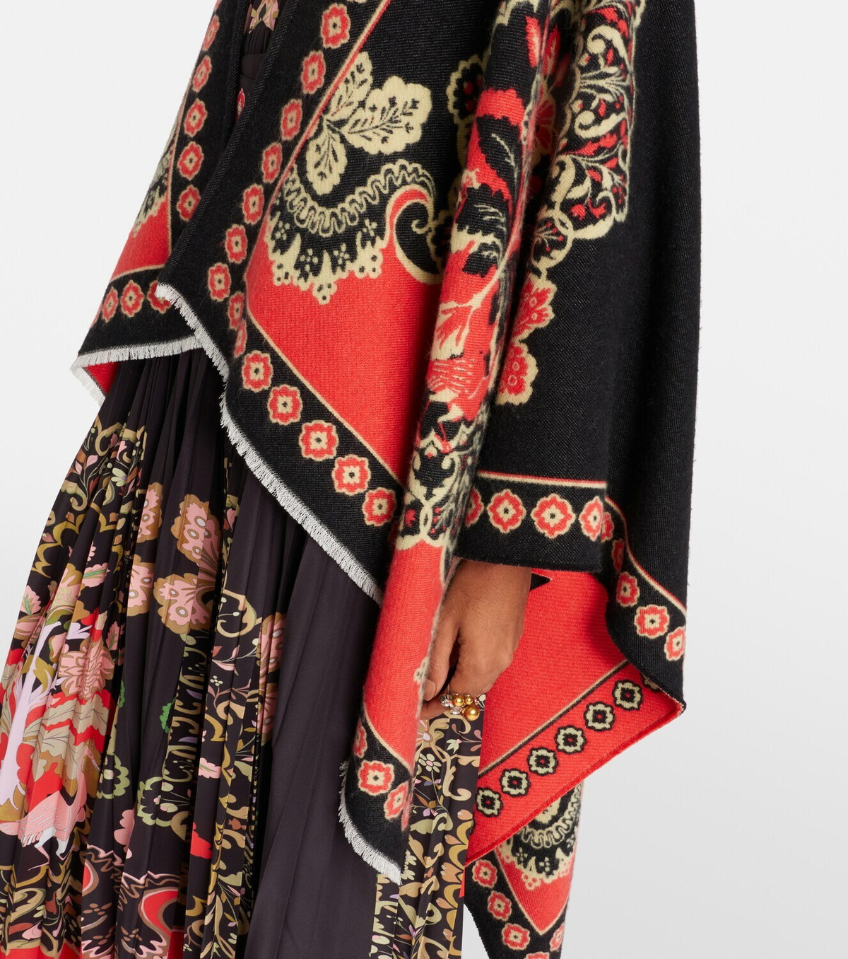 La DoubleJ Soul printed wool and silk poncho