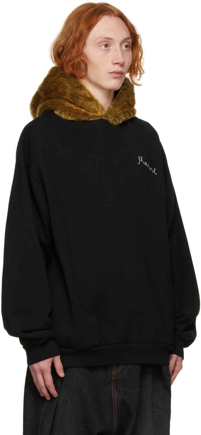 Faux fur hot sale hoodie black