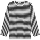 Nanamica Men's Long Sleeve COOLMAX Stripe T-Shirt in Black/White