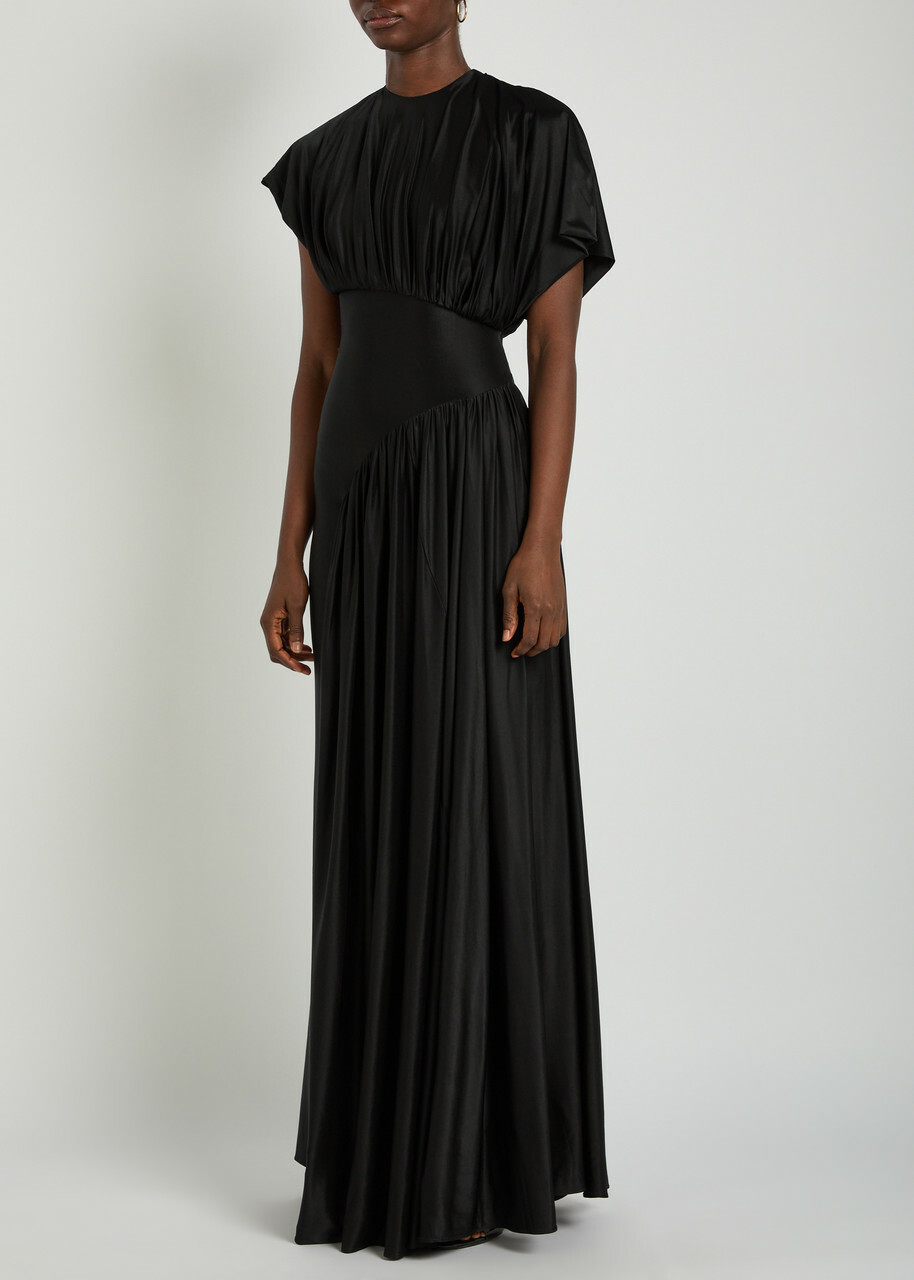Rabanne Gathered Stretch-jersey Gown Black