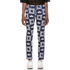 Dolce and Gabbana Blue and White Logo Print Jeans