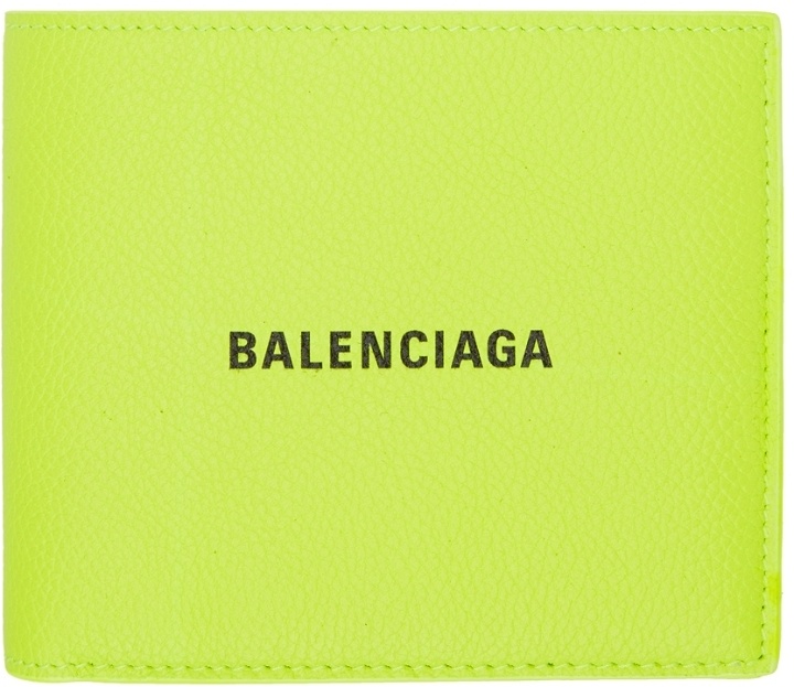 Photo: Balenciaga Yellow Logo Square Folded Cash Wallet