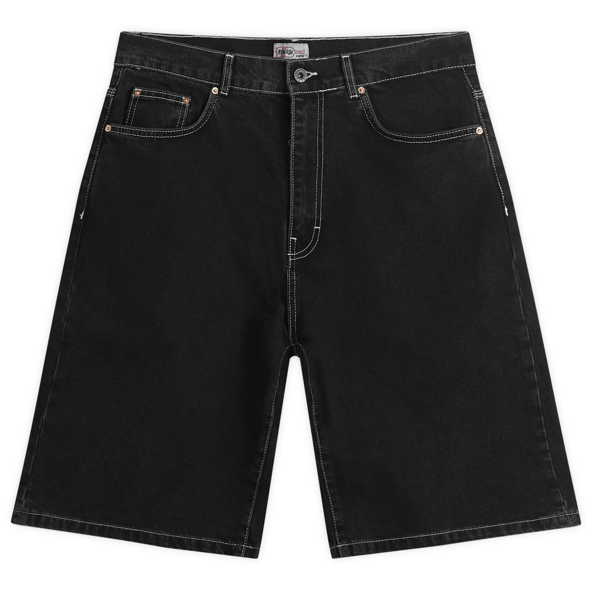 Stan Ray Men's Wide 5 Denim Shorts in Washed Black Denim
