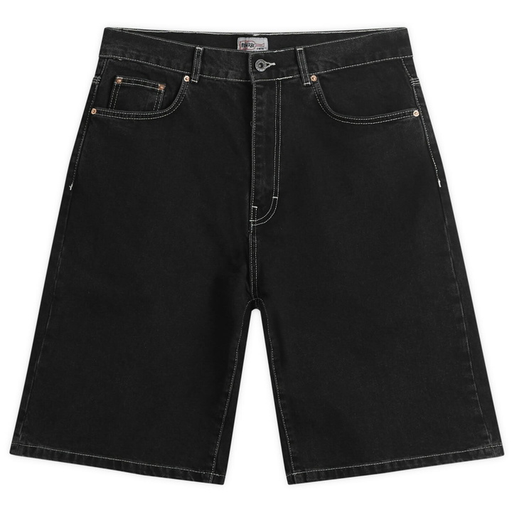 Photo: Stan Ray Men's Wide 5 Denim Shorts in Washed Black Denim