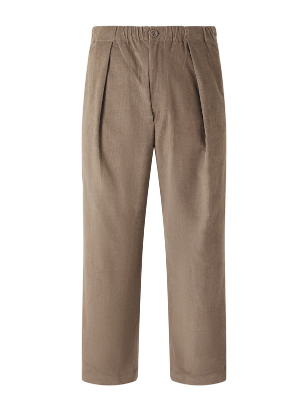Photo: Kardo - Taka Straight-Leg Emrboidered Cotton-Corduroy Trousers - Neutrals