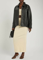 Wardrobe.nyc Ribbed Knit Midi Skirt Cream