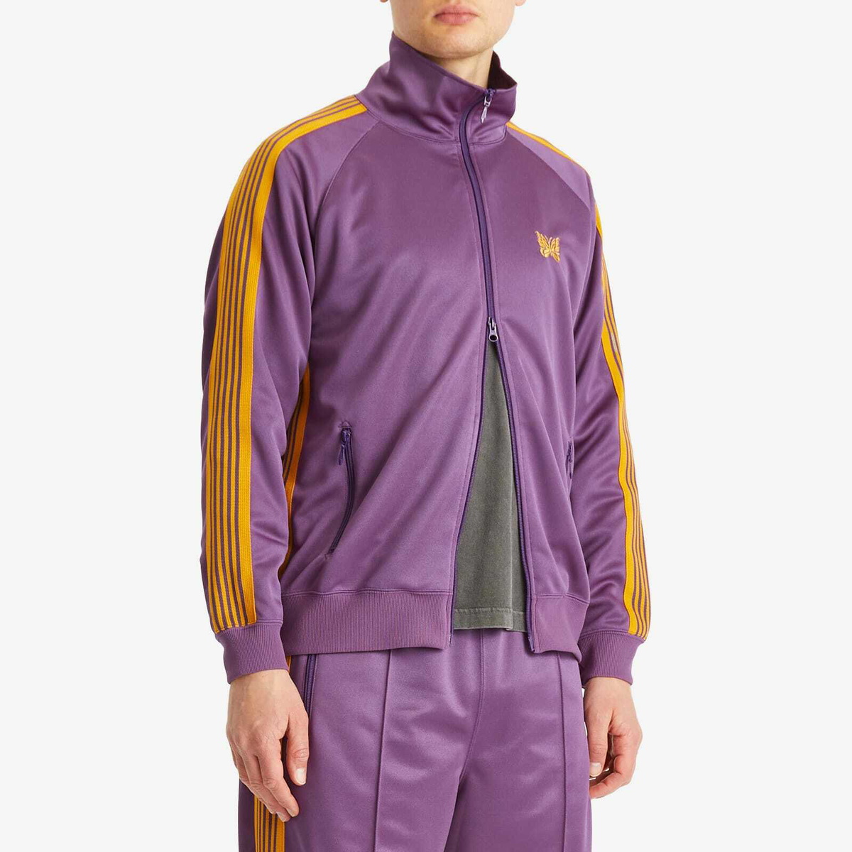 Needles Men's Poly Smooth Track Jacket in Purple Needles