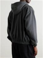 WTAPS - Logo-Embroidered Fleece Half-Zip Hoodie - Gray