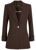 Alice + Olivia Burns Pinstriped Twill Blazer Dark Brown