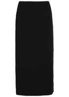 Vince Shadow Draped Textured Fine-knit Midi Skirt Black