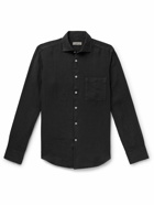 Canali - Crinkled-Linen Shirt - Black