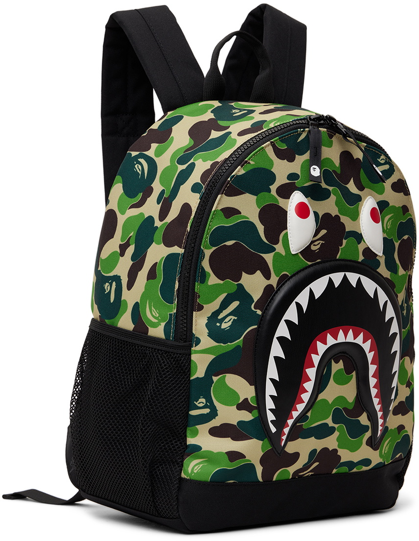 BAPE Kids Green ABC Camo Shark Backpack A Bathing Ape