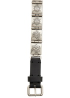 Etro Engraved-link Leather Belt Silver