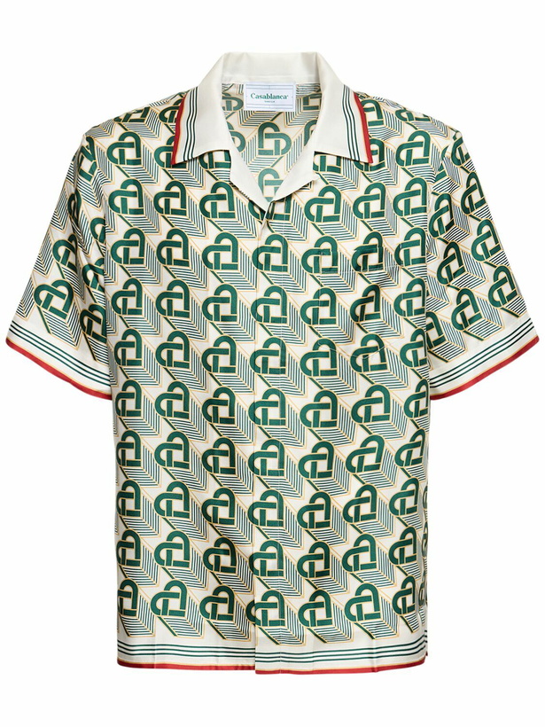 Photo: CASABLANCA - Monogram Print Silk Twill S/s Shirt