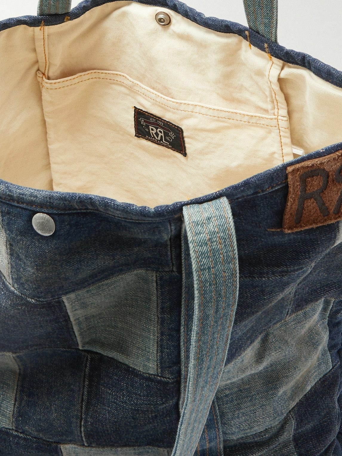 RRL - Otis Limited-Edition Leather-Trimmed Patchwork Denim Tote