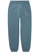 7 DAYS ACTIVE - Monday Logo-Print Organic Cotton-Jersey Sweatpants - Blue