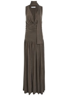 Aya Muse Alyve Scarf-effect Brushed Jersey Maxi Dress Chocolate