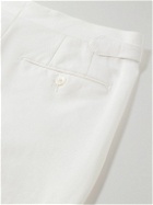 Saman Amel - Slim-Fit Pleated Cotton and Linen-Blend Twill Trousers - Neutrals