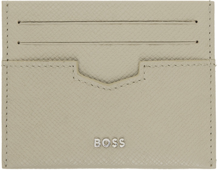 Photo: BOSS Beige Embossed Leather Card Holder