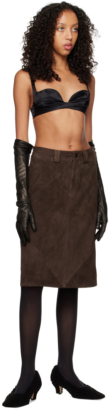 Maximilian Davis Brown Telford A-Line Midi Skirt